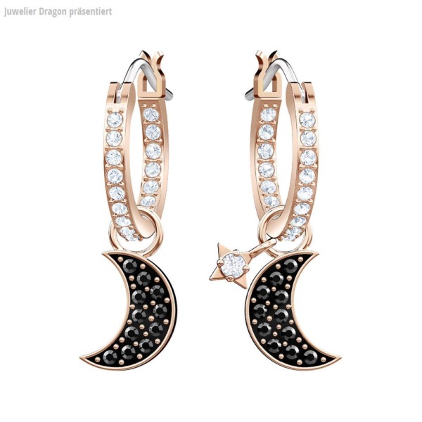 SWAROVSKI Schmuck Ohrstecker mit Halskette 5440458 DUO:OHRSTECKER HOOP MOON JET/CRY/ROS