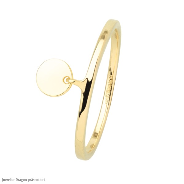 Damen Ring Plättchen Silber vergoldet