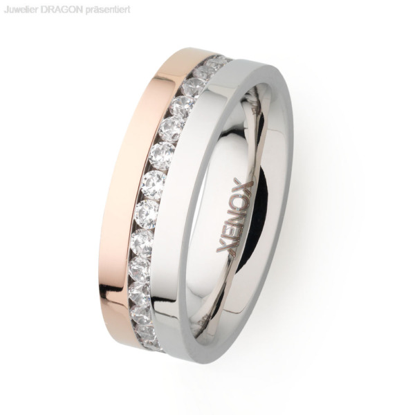 XENOX Damen Ring Edelstahl Zirkonia IP rosé X2245