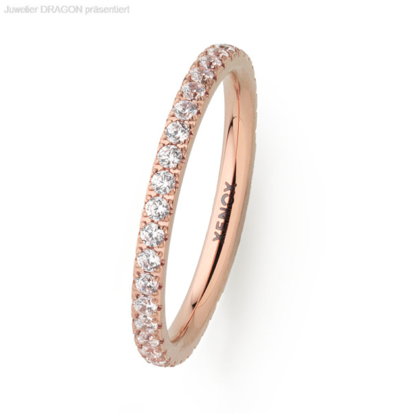 XENOX Damen Ring Edelstahl Zirkonia IP rosé X2300