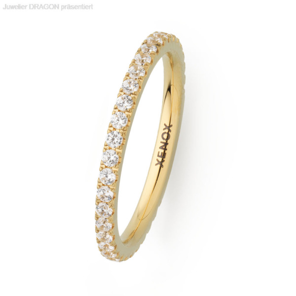 XENOX Damen Ring Edelstahl Zirkonia IP gelb X2300G
