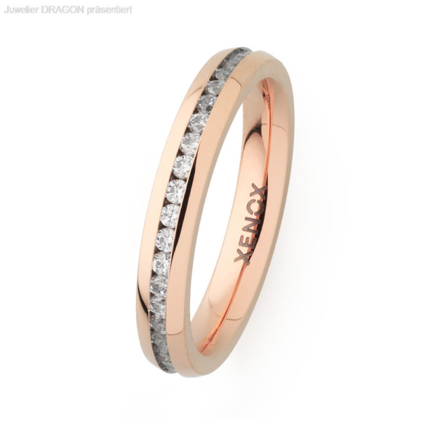 XENOX Damen Ring Edelstahl Zirkonia IP rosé X2302