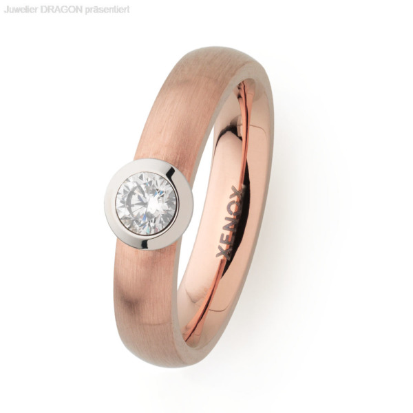 XENOX Damen Ring Edelstahl Zirkonia IP rosé X2352R