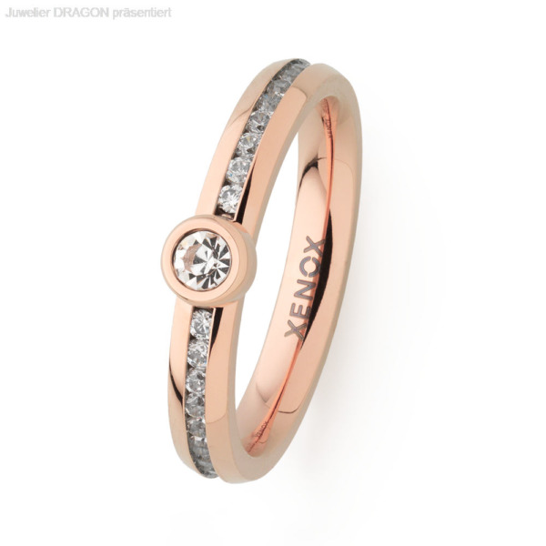 XENOX Damen Ring Edelstahl Zirkonia IP rosé X2627R