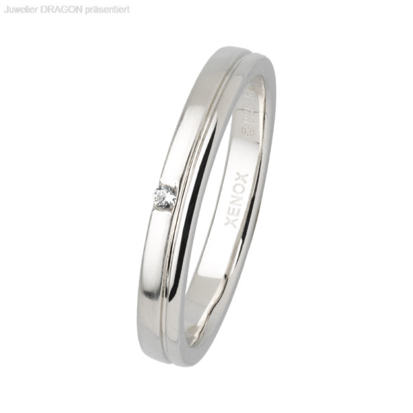 XENOX Damen Ring Silber 925 Zirkonia Matt XS9104