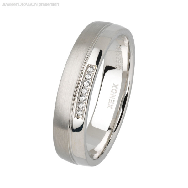 XENOX Damen Ring Silber 925 Zirkonia Matt XS9106