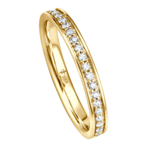 Memoire Ring aus Gelbgold mit 43 Brillanten (bei Weite 56) ca. 0