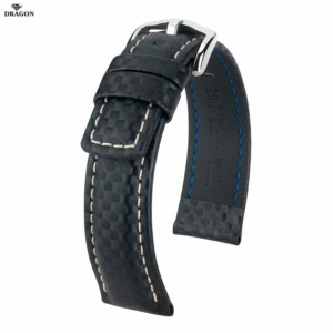 Uhrenarmband HIRSCH Carbon XL 02592250-2-22 Farbe schwarz aus Kalbsleder