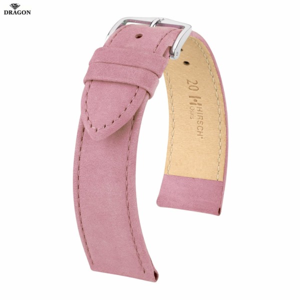 Uhrenarmband HIRSCH Osiris Nubuk M 03433122-2-20 Farbe pink aus Kalbsleder