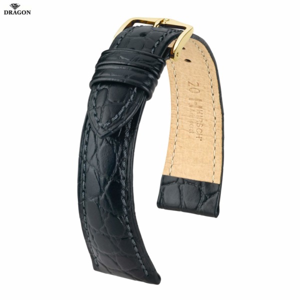 Uhrenarmband HIRSCH Aristocrat M 03828150-1-16 Farbe schwarz aus Kalbsleder geprägt