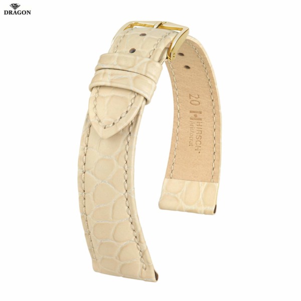 Uhrenarmband HIRSCH Aristocrat M 03828190-1-16 Farbe beige aus Kalbsleder geprägt