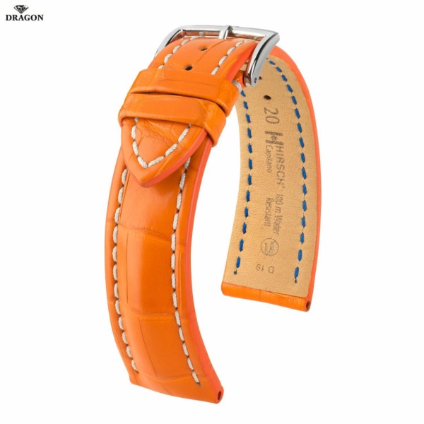 Uhrenarmband HIRSCH Capitano L 05107076-2-XX Farbe orange aus Alligator