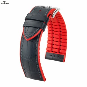 Uhrenarmband HIRSCH Andy L 0922028050-2-24 Farbe schwarz aus Kalbsleder geprägt