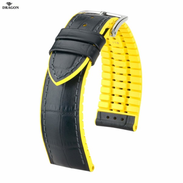 Uhrenarmband HIRSCH Andy L 0927228050-2-24 Farbe schwarz aus Kalbsleder geprägt