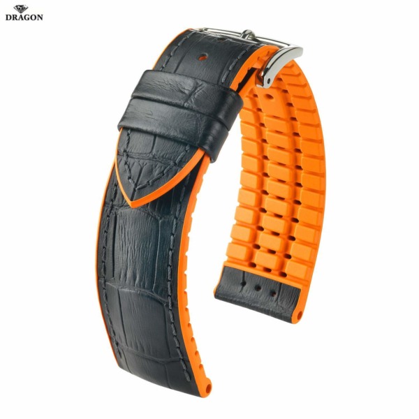 Uhrenarmband HIRSCH Andy L 0927628050-2-24 Farbe schwarz aus Kalbsleder geprägt