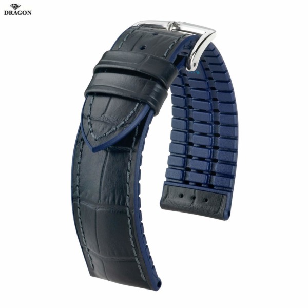 Uhrenarmband HIRSCH Andy L 0928028050-2-24 Farbe schwarz aus Kalbsleder geprägt