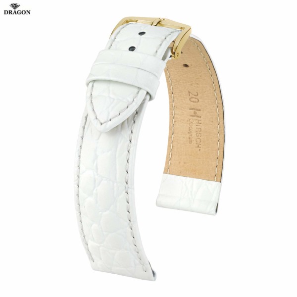 Uhrenarmband HIRSCH Crocograin M 12302800-1-14 Farbe weiß aus echtes Leder