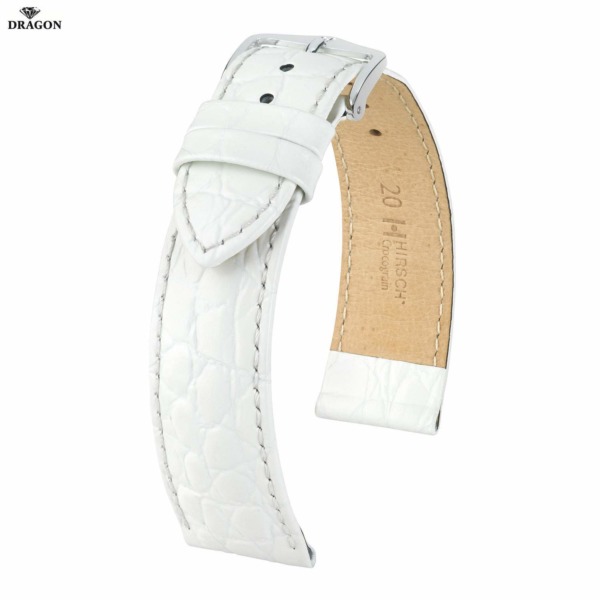 Uhrenarmband HIRSCH Crocograin M 12302800-2-20 Farbe weiß aus echtes Leder