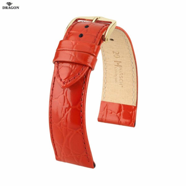 Uhrenarmband HIRSCH Crocograin M 12302820-1-18 Farbe rot aus echtes Leder