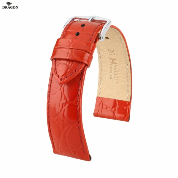 Uhrenarmband HIRSCH Crocograin M 12302820-2-20 Farbe rot aus echtes Leder