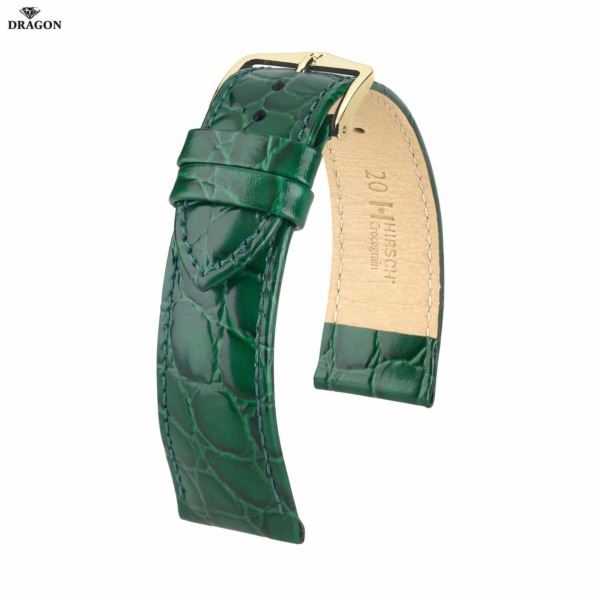 Uhrenarmband HIRSCH Crocograin M 12302840-1-16 Farbe grün aus echtes Leder