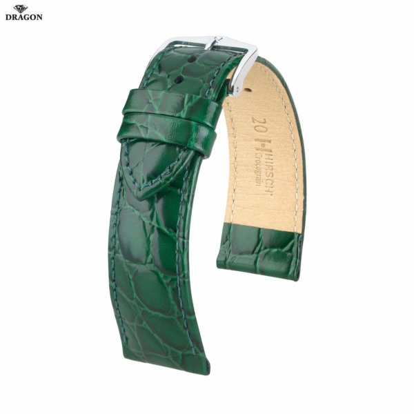 Uhrenarmband HIRSCH Crocograin M 12302840-2-20 Farbe grün aus echtes Leder
