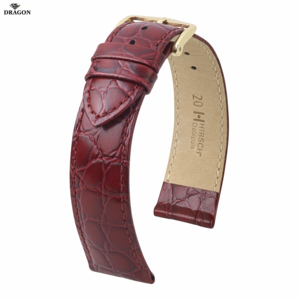 Uhrenarmband HIRSCH Crocograin M 12302860-1-20 Farbe rot aus echtes Leder