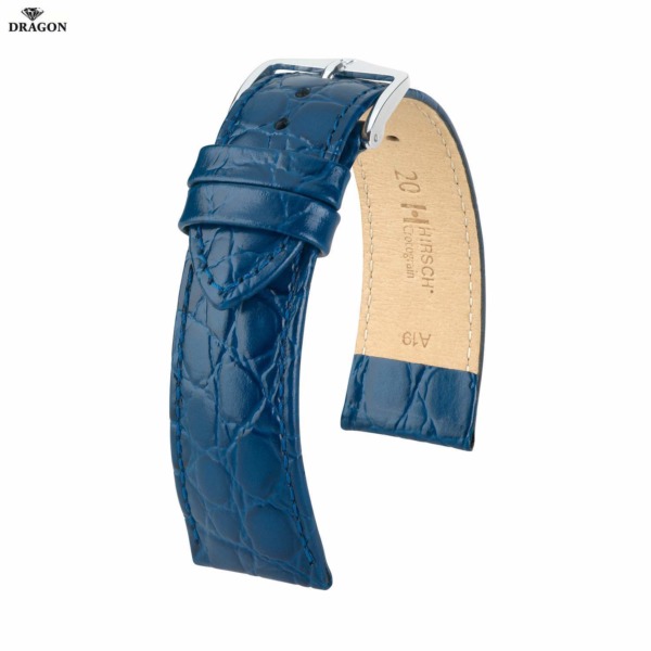 Uhrenarmband HIRSCH Crocograin M 12302880-2-18 Farbe blau aus echtes Leder