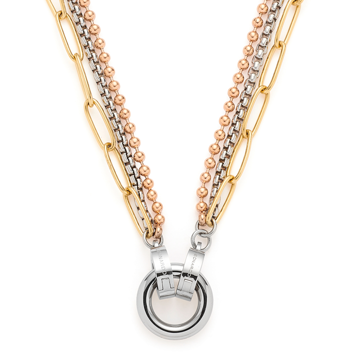 Bracciale Organico JEWELS BY LEONARDO Clip&Mix - Acciaio Inossidabile, Maglie Ovali, Unica Misura