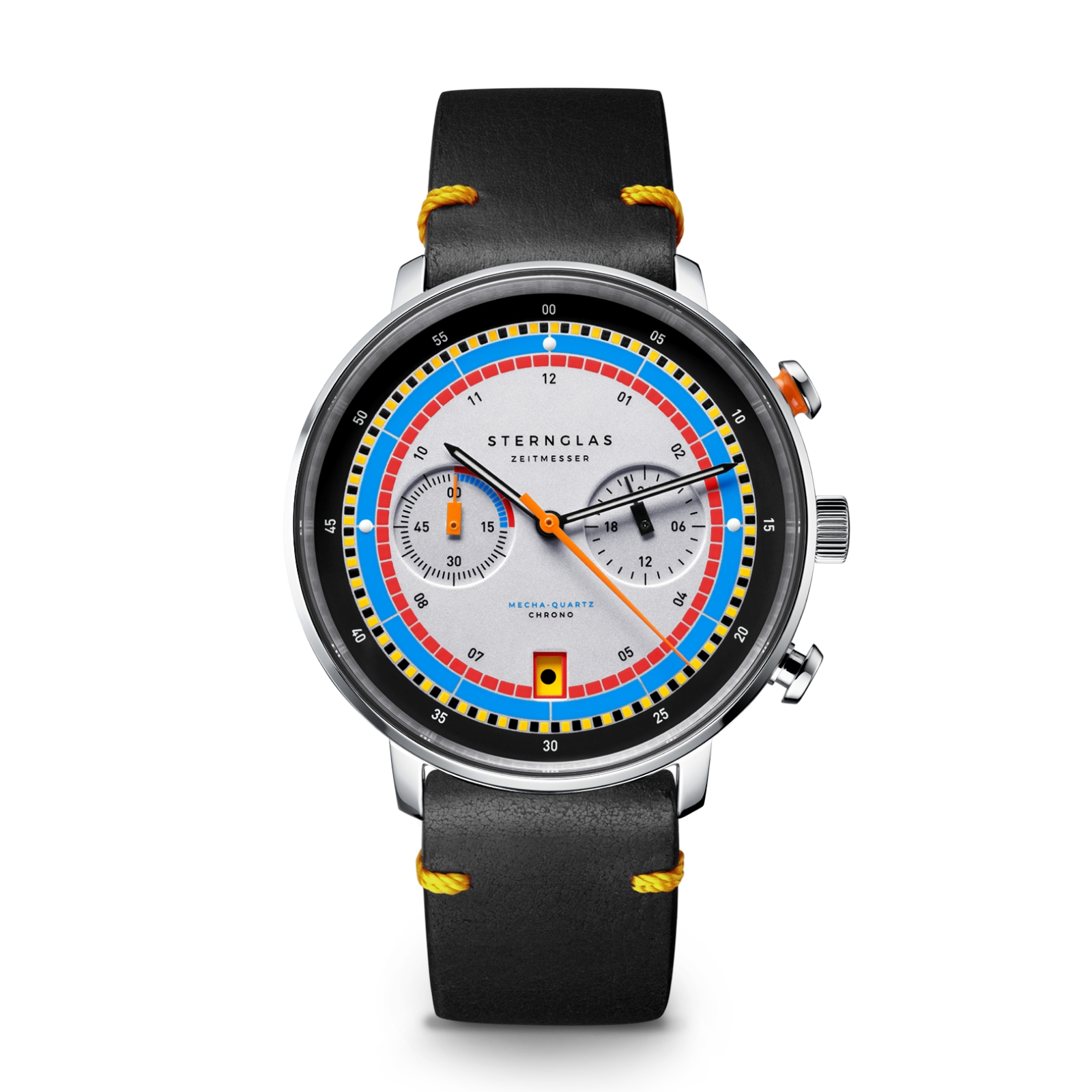 STERNGLAS HAMBURG Chrono REGATTA silber / Vintage 20 nero-gelb S01-HC36-VI22